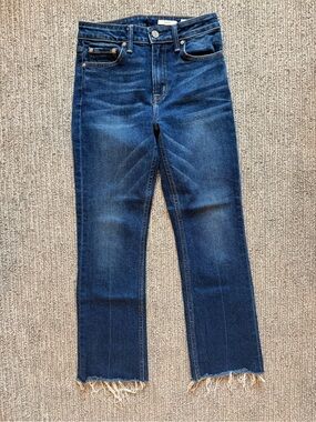 Noend Denim Kick Flare Jeans Women’s 25 Made in USA Raw Hem High Rise Crop